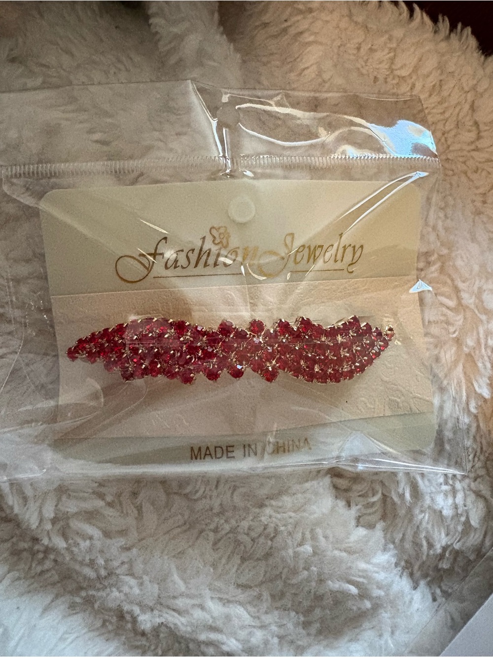 Fashion Jewelry Bright Pink Crystal Wave Hair Clip